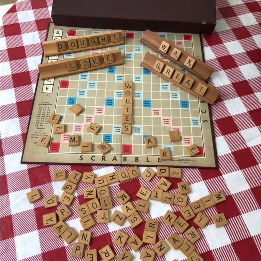 1953 Vintage SELCHOW & RIGHTER SCRABBLE CROSSWORD GAME Complete 100 Wood Tiles